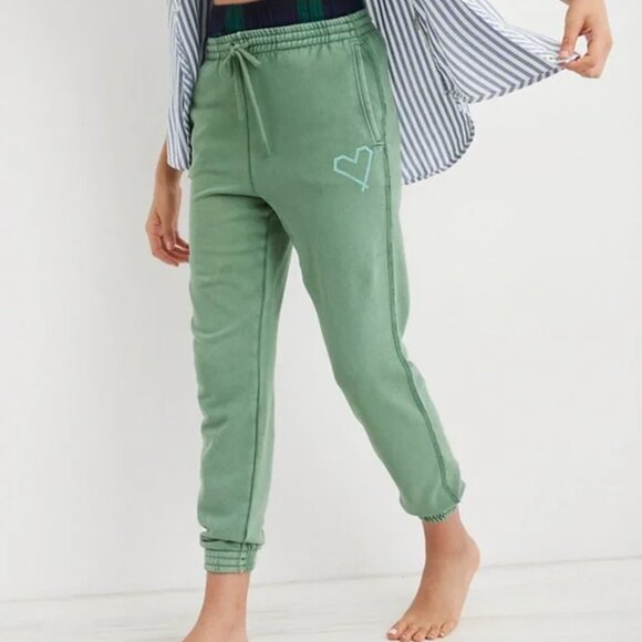Aerie ANYTIME® The Sweat High Waisted Joggers Frosty Trail Green Size XS - Picture 1 of 14